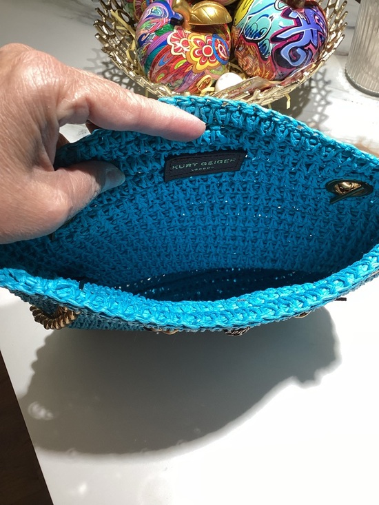 Kurt Geiger Turquoise Woven Chain-Handle Shoulder Bag NWOT - Picture 9 of 12